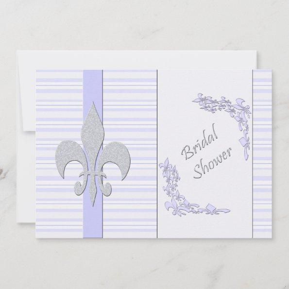 Lavender and Grey Fleur de Lis Bridal Shower Invitations