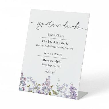 Lavender and Lilacs Signature Drinks Pedestal Sign