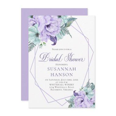 Lavender and Mint Floral Geometric Bridal Shower C Invitations