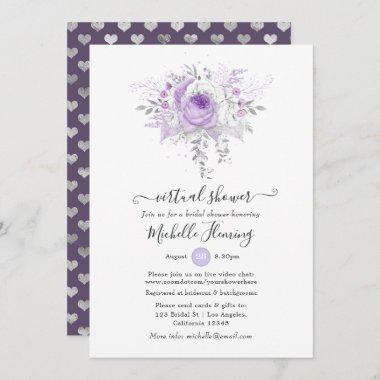 Lavender and Silver Floral Virtual Shower Invitations