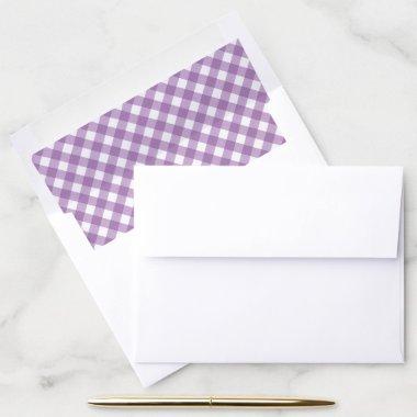 Lavender and White Gingham Plaid Pattern Envelope Liner