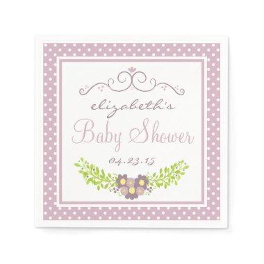 Lavender Baby Shower- Floral Wreath Napkins