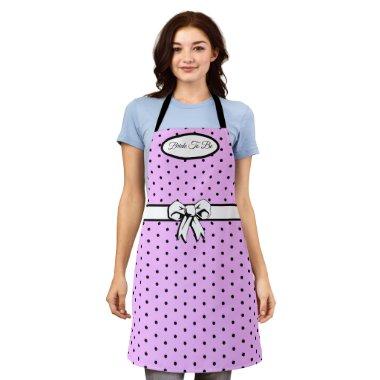 Lavender & Black Polka Dot White Bow Personalized Apron