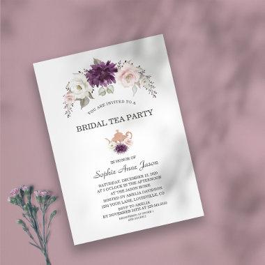 Lavender Blush Floral Bridal Shower Tea Party Invitations