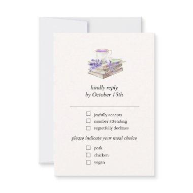 Lavender Book New Chapter Bridal Shower  RSVP Card