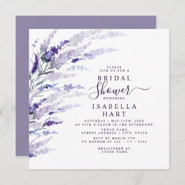 Lavender Botanical Floral Mauve Bridal Shower Invitations