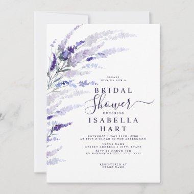 Lavender Botanical Wildflower Floral Bridal Shower Invitations