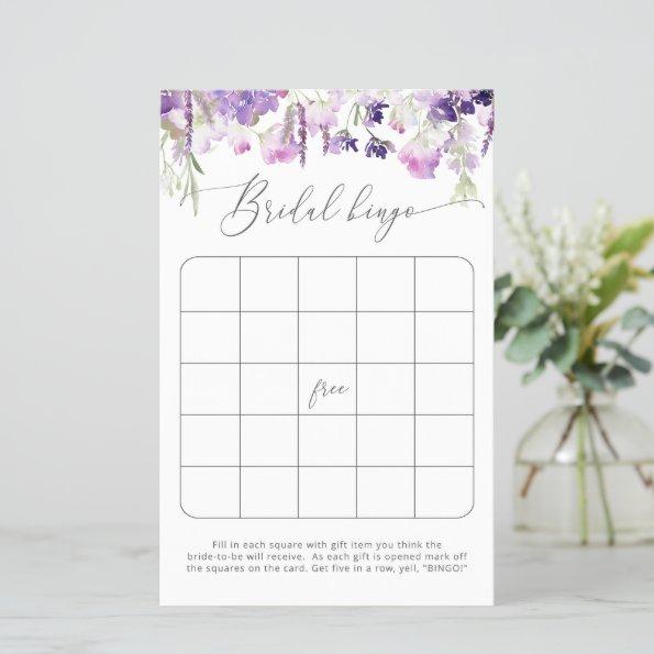 Lavender bridal shower bingo game