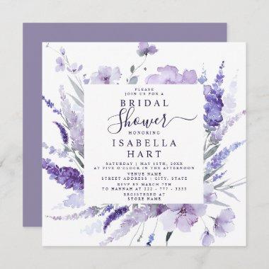 Lavender Bridal Shower Floral Botanical Elegant Invitations