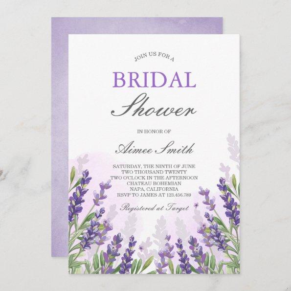 Lavender Bridal shower Invitations Purple Rustic