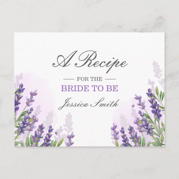 Lavender Bridal Shower Recipe Invitations Purple Rustic