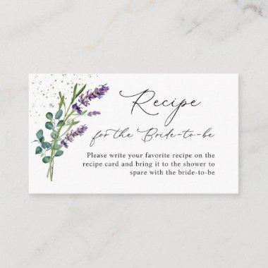 Lavender Bridal Shower Recipe Request Invitations Insert