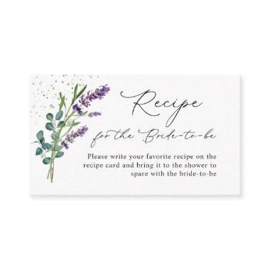 Lavender Bridal Shower Recipe Request Invitations Insert