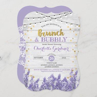 Lavender brunch & bubbly bridal shower Invitations