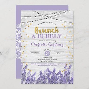 Lavender brunch & bubbly bridal shower Invitations