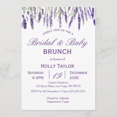 Lavender Combined Baby Shower and Bridal Shower Invitations