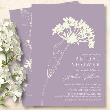 Lavender & Cream Modern Floral Bridal Shower Invitations