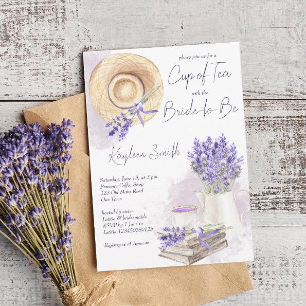 Lavender cup of tea, tea party bridal shower Invitations