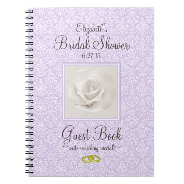 Lavender Damask and Rose Bridal Shower Guest Book