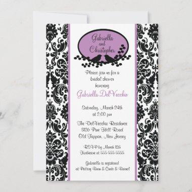 Lavender Damask Bridal Shower Invitations