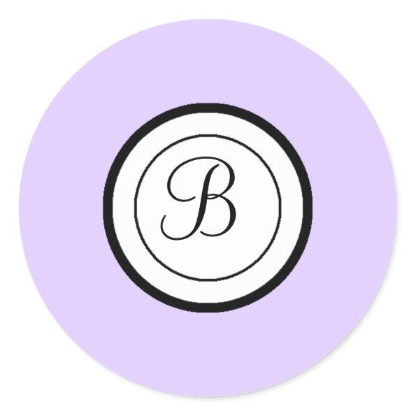 Lavender Envelope Seal Stickers Monogram B