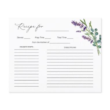 Lavender Eucalyptus Bridal Shower Recipe Invitations