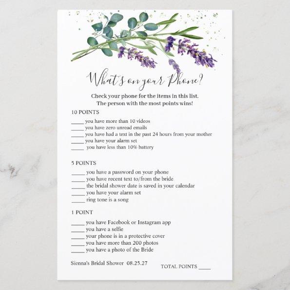 Lavender Eucalyptus Bridal What's on Your Phone