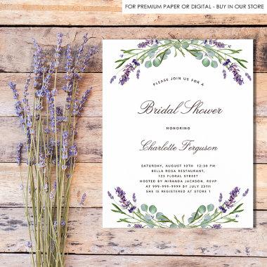 Lavender eucalyptus budget bridal shower flyer