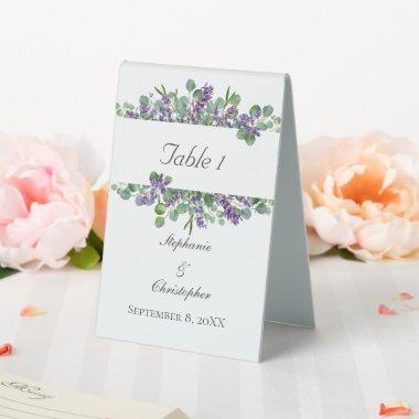 Lavender Eucalyptus Elegant Wedding Table Tent Sign