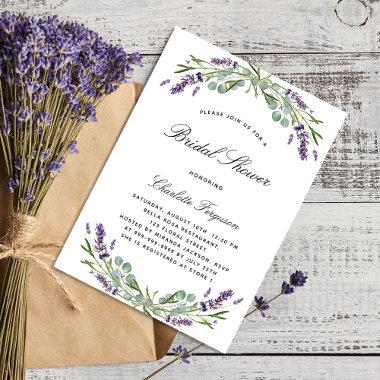 Lavender eucalyptus floral violet bridal shower Invitations