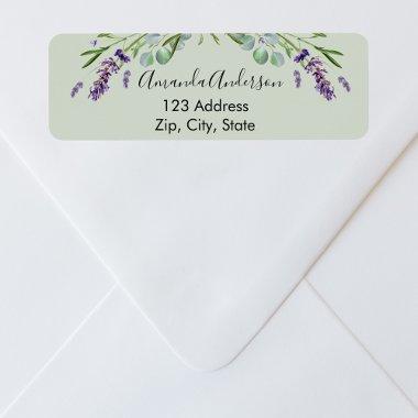 Lavender eucalyptus greenery sage return address label