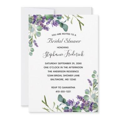 Lavender Eucalyptus Purple Greenery Bridal Shower Invitations