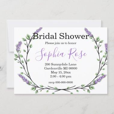 Lavender Eucalyptus romantic boho Bridal shower In Invitations