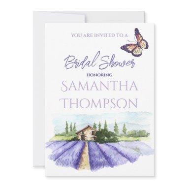 Lavender Field Modern Provence Baby Bridal Shower Invitations