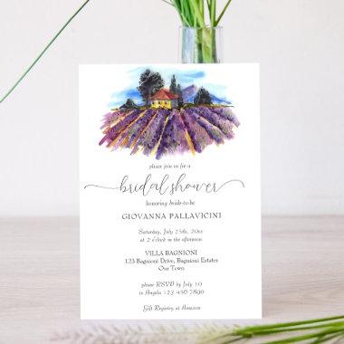 Lavender fields Mediterranean villa bridal shower Invitations