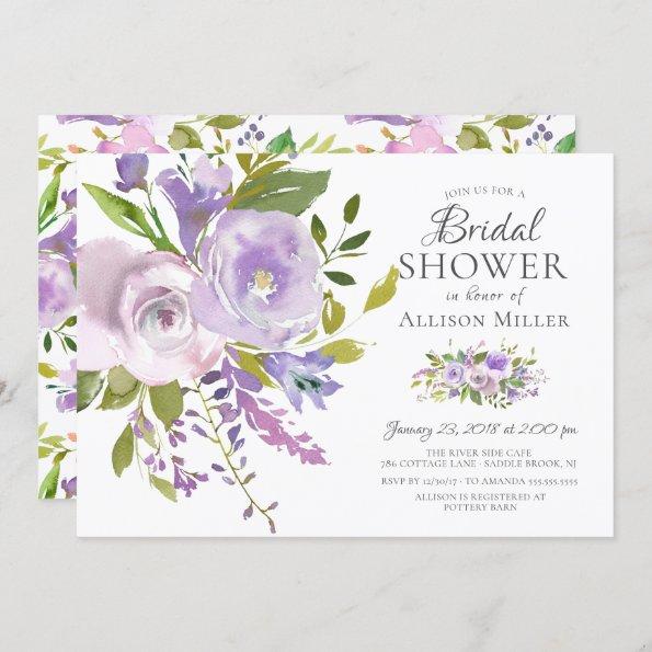 Lavender Floral Bridal Shower Invitations