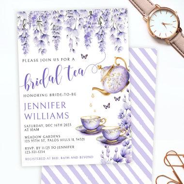 Lavender floral bridal shower tea party Invitations
