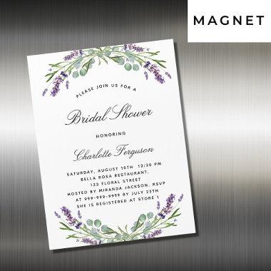 Lavender floral eucalyptus luxury bridal shower magnetic Invitations