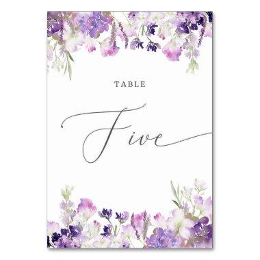 Lavender floral Five Table Number