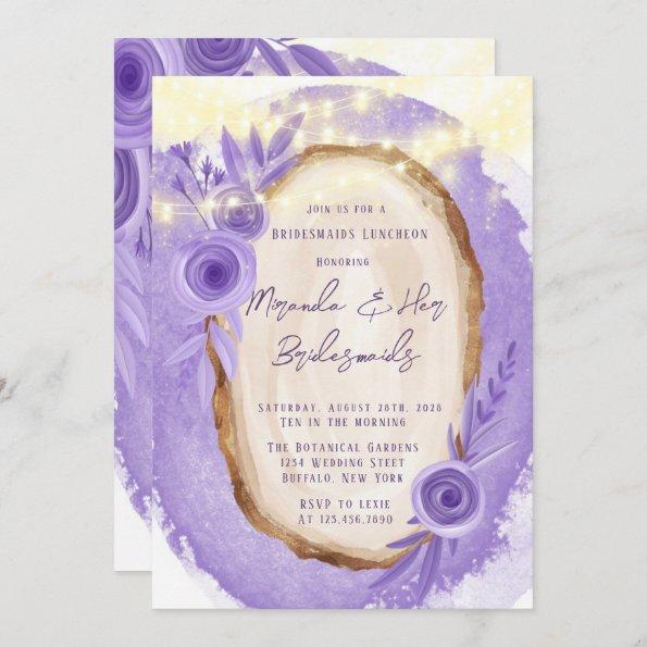 Lavender Floral String Of Light Bridesmaids Lunch Invitations