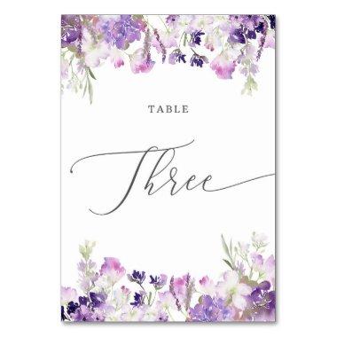 Lavender floral Three Table Number