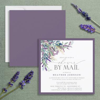 Lavender Floral Watercolor Bridal Shower Mail Invitations