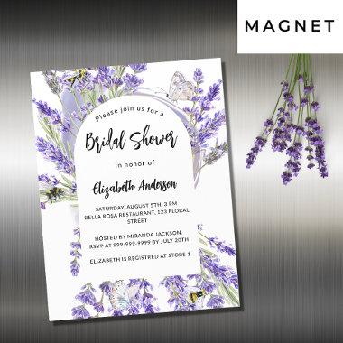 Lavender florals violet luxury bridal shower magnetic Invitations