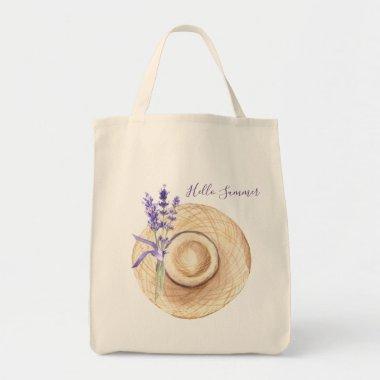 Lavender Flowers Eucalyptus Foliage Monogram Tote Bag