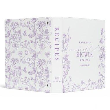 Lavender French Victorian  Recipe 3 Ring Binder