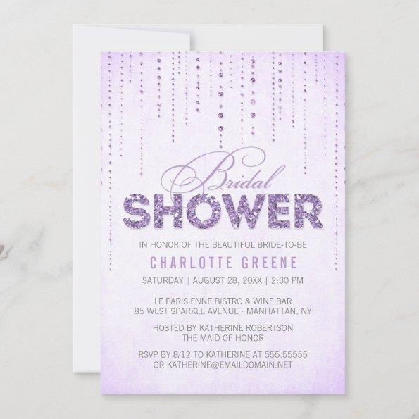 Lavender Glitter Look Bridal Shower Invitations
