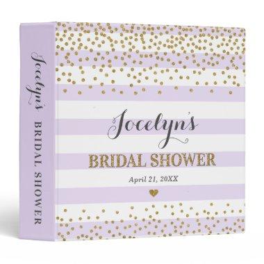 Lavender Gold Glitter Bridal Shower Organizer Book 3 Ring Binder