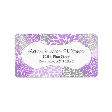 Lavender Gray Dahlia Wedding Bridal Baby Shower Label
