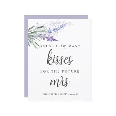 Lavender Guess How Many Kisses Bridal Shower Sign