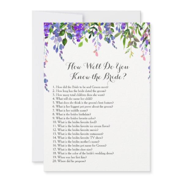 Lavender How well do you know the bride?